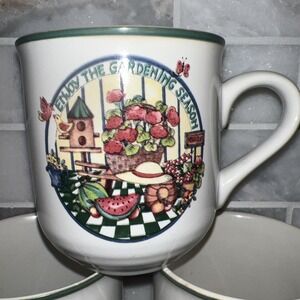 3 INTERNATIONAL TABLEWORKS 3 3/4" Tall Cups/Mugs, Enjoy The Gardening Season